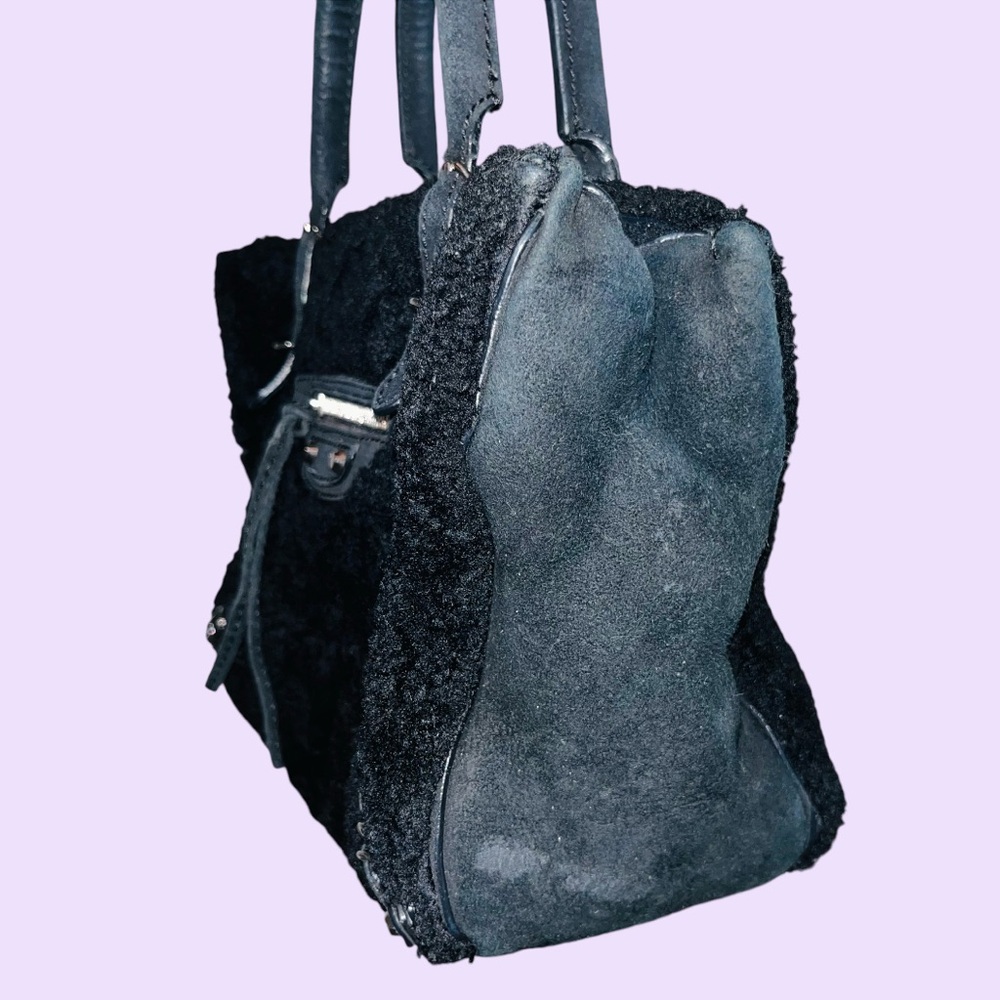 Balenciaga: Sherpa Suede Wool Shearling Mini Tote Bag (Black) - Picture 13 of 16